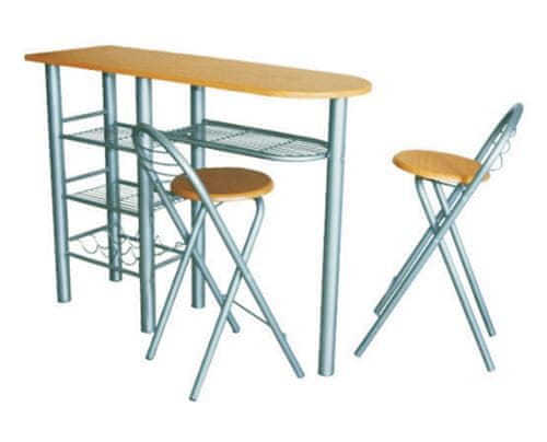 KONDELA Komplet barový stôl, 2 stoličky buk 120x40 cm BOXER