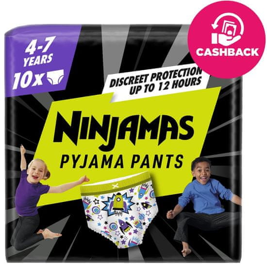 Pampers NINJAMAS Nohavičky plienkové Pyjama Pants Kozmické lode, 10 ks, 7 rokov, 17kg-30kg