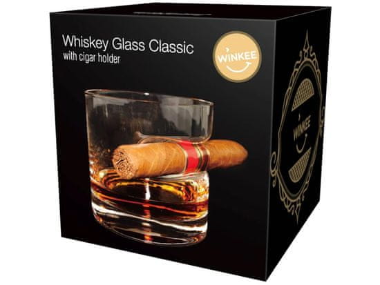 Winkee Klasický pohár na whisky s držiakom na cigary