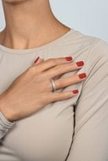 Brilio Silver Blyštivý strieborný prsteň s čírymi zirkónmi RI117W (Obvod 54 mm)