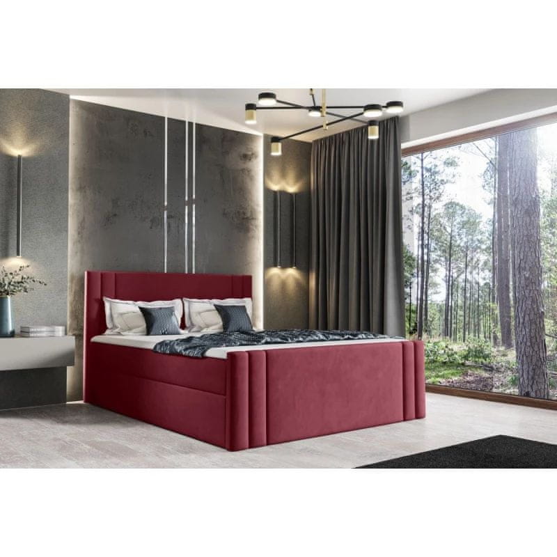 Veneti Boxspringová posteľ CELESTA - 180x200, červená + topper ZDARMA