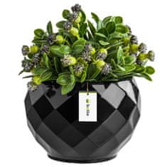 botle Keramický kvetináč čierny 18,5 cm H17 cm lesklý