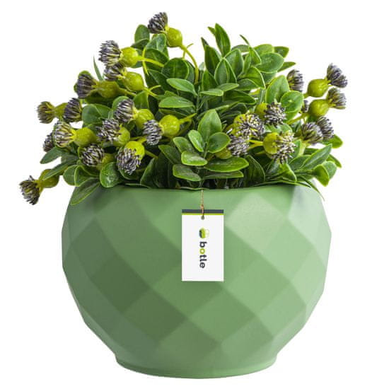 botle Keramický kvetináč, farba zelená 15,5 cm H14,5 cm matný