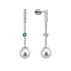DIAMOND SPOT Diamantové náušnice s perlami a smaragdami