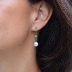DIAMOND SPOT Diamantové náušnice s perlami a smaragdami