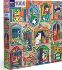 eeBoo Štvorcové puzzle Mačky v oknách 1000 dielikov