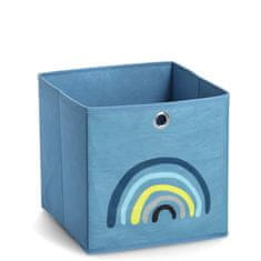 Zeller Detský úložný box textilný, modrý, motív dúha 28x28x28cm