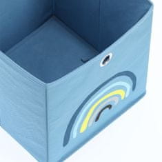 Zeller Detský úložný box textilný, modrý, motív dúha 28x28x28cm