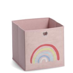 Zeller Detský úložný box textilný, ružový, motív dúha 28x28x28cm