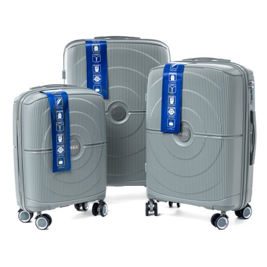 Rogal Strieborná sada 3 luxusných odolných kufrov "Orbital" - M, L, XL