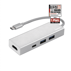 HAMA USB-C 3.1 húb Aluminium, 2x USB-A, USB-C, HDMI