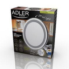 WOWO Adler AD 2168 - LED Kúpeľňové Zrkadlo na Make-up s Zväčšovacou Funkciou a 360° Otočnou Prísavkou