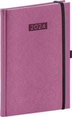 Týždenný diár Diario 2024, ružový, 15 × 21 cm