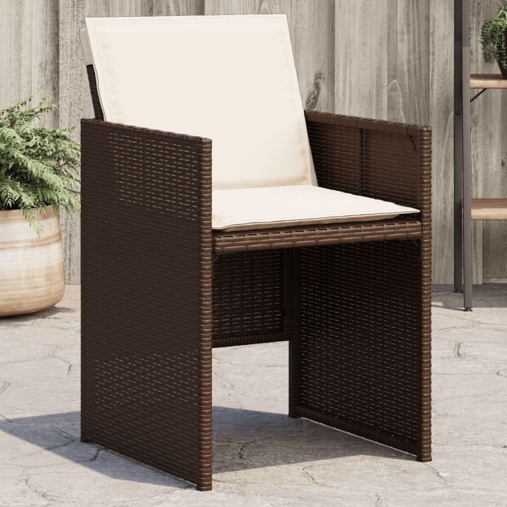 Petromila vidaXL Záhradné stoličky s podložkami 4 ks, hnedé, polyratan