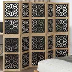 Vidaxl Paraván, 5 panelov, hnedo čierny, masívne drevo paulovnie