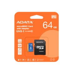 A-Data Adata/micro SDHC/64GB/100MBps/UHS-I U1 / Class 10/+ Adaptér