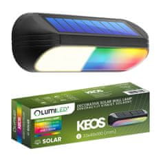 LUMILED Solárna záhradná lampa LED fasádne nástenné svietidlo KEOS 3000K + RGB