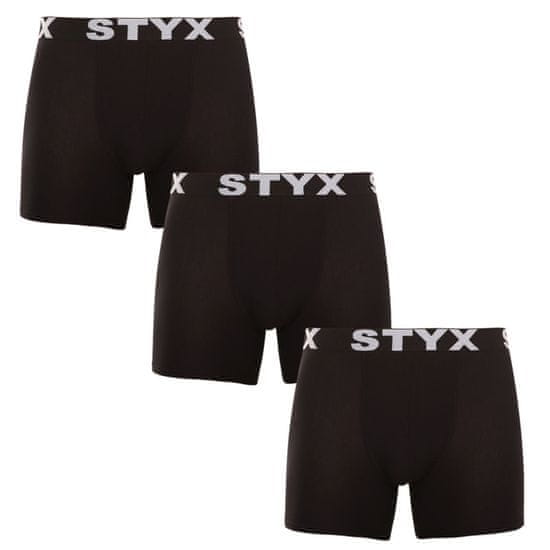 Styx 3PACK pánske boxerky long športová guma čierne (3U960)