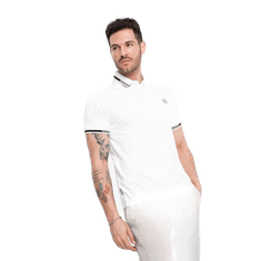 OMBRE Pánske spandexové polo tričko s kontrastnými prvkami V1 OM-POSS-0123 biele MDN125074 S