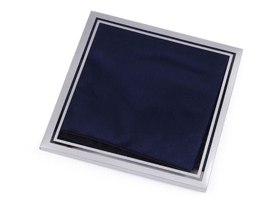 Saténová vreckovka do saka v krabičke - modrá tmavá