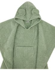 Pončo bavlnené s kapucňou a uškami Olive green 75x120 cm