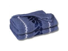 sarcia.eu Modrý kúpeľný uterák z bavlny s ozdobným vyšívaním, uterák so vzorom listov 70x135 cm x2
