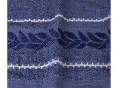 sarcia.eu Modrá bavlnená uterák s ozdobným vyšívaním, listy 48x100 cm x1