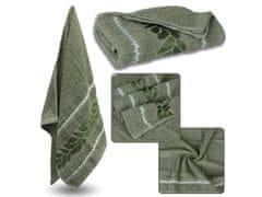 sarcia.eu Zelená bavlnená uterák s ozdobným vyšívaním, listy 48x100 cm x1