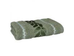 sarcia.eu Zelený kúpeľný uterák z bavlny s ozdobným vyšívaním, uterák so vzorom lístia 70x135 cm x3