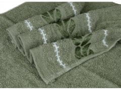 sarcia.eu Zelená bavlnená uterák s ozdobným vyšívaním, listy 48x100 cm x3