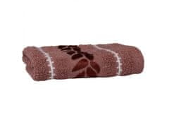 sarcia.eu Korálový kúpeľný uterák z bavlny s ozdobným vyšívaním, uterák so vzorom listov 70x135 cm x2