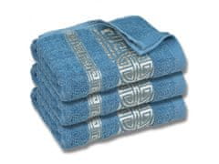sarcia.eu Modrá bavlnená uterák s ozdobným vyšívaním, egyptský vzor 48x100 cm x3