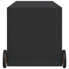 Vidaxl Záhradný úložný box s kolieskami čierny 283 l polyratan