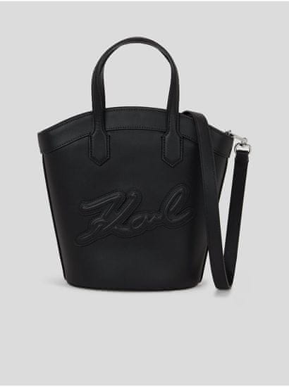 Karl Lagerfeld Čierna dámska kožená kabelka KARL LAGERFELD Signature Tulip