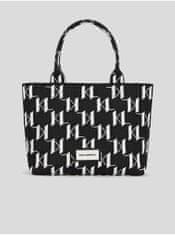 Karl Lagerfeld Bielo-čierna dámska vzorovaná kabelka KARL LAGERFELD Monogram Knit UNI