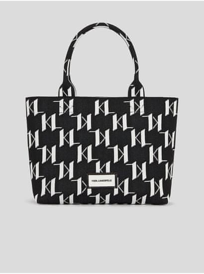 Karl Lagerfeld Bielo-čierna dámska vzorovaná kabelka KARL LAGERFELD Monogram Knit