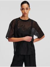 Karl Lagerfeld Čierne dámske oversize tričko KARL LAGERFELD Organza T-shirt XS