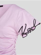 Karl Lagerfeld Ružové dámske tričko KARL LAGERFELD Karl Signature XS