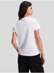 Karl Lagerfeld Biele dámske tričko KARL LAGERFELD Rhinestone Logo XS