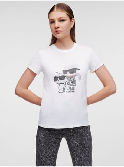 Karl Lagerfeld Biele dámske tričko KARL LAGERFELD Ikonik 2.0