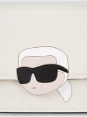 Karl Lagerfeld Krémová dámska kožená kabelka KARL LAGERFELD Ikonik 2.0 Leather UNI