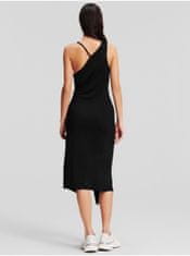 Karl Lagerfeld Čierne dámske midišaty KARL LAGERFELD Logo Tape Jersey Dress XS