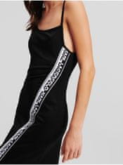 Karl Lagerfeld Čierne dámske midišaty KARL LAGERFELD Logo Tape Jersey Dress XS