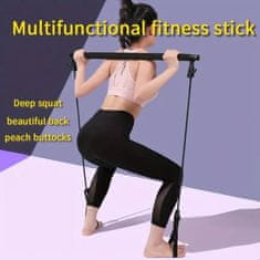 SOLFIT® Multifunkčná domáca posilňovacia fitness tyč na pilates (čierna farba) | TONEBAR
