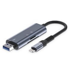 Tech-protect Ultraboost čítačka kariet USB / Lightning / SD / Micro SD, šedá