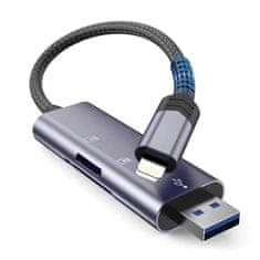 Tech-protect Ultraboost čítačka kariet USB / Lightning / SD / Micro SD, šedá