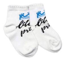 Baby Nellys Bavlnené ponožky Little prince - biele, veľ. 104/116