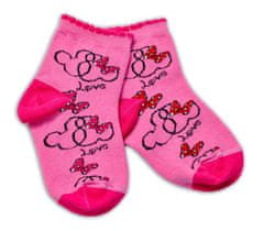 Baby Nellys Bavlnené ponožky Minnie Love - tmavo růžové, veľ. 104/116