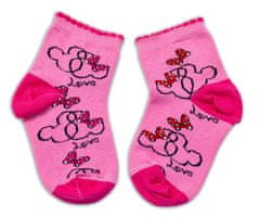 Baby Nellys Bavlnené ponožky Minnie Love - tmavo růžové, veľ. 122/128
