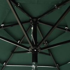 Vidaxl 3-stupňový slnečník s hliníkovou tyčou zelený 2 m
